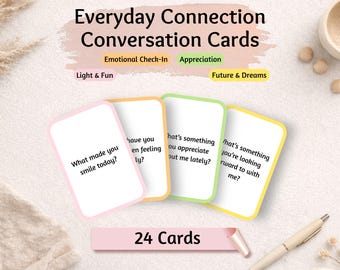 Conversation Cards Everyday Connection for Couples, Relationship Check In Prompts, Printable Canva Editable