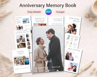 Anniversary Memory Book Canva Template | Couples Scrapbook Journal, Editable Photo Book, Relationship Keepsake Gift