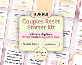 Relationship Worksheet Bundle for Couples Communication, Check In Cards, Conflict Resolution, Printable A4 US Letter