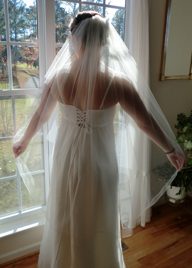 Veil Cascade Single Tier Bridal Wedding Veil Knee Length Etsy