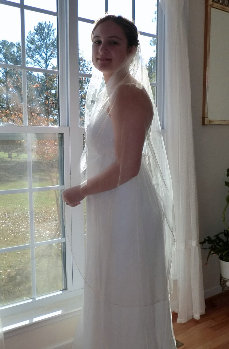 Veil Cascade Single Tier Bridal Wedding Veil Knee Length Etsy