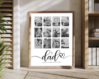 Personalized Dad Photo Collage, Father's Day Gift (Canva Template)