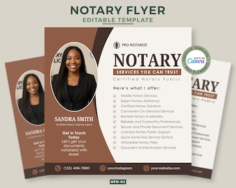 Notary Services Flyer Template: DIY Notary Public Design (Canva Pro Required)