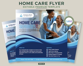 Home Care Instagram Flyer Template: Canva Social Media Design (Canva Pro Required)