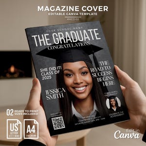Graduation Party Invitation – Magazine Style | DIY Editable Flyer Template | Class of 2025 | Customizable Event Announcement MCD-02
