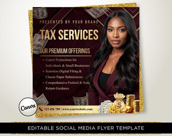 Prep Service Marketing Template | Season Promo Design | Income Preparer & Accounting Services | Editable in Canva