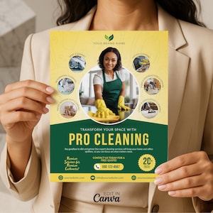 Pro Reinigungsservice Flyer, bearbeitbare Canva Vorlage, Business Promo, Sofort-Download, professionelles Design #CDF-02