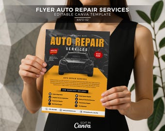 Auto Repair Services Flyer Template: DIY Mechanic Shop Design (Canva Pro Required)