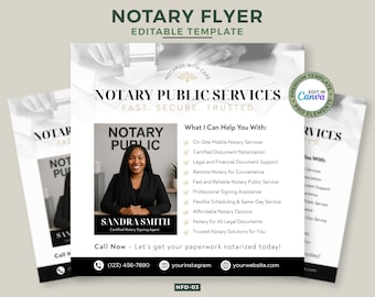 Notary Public Flyer Template: Customizable Marketing Design (Canva Pro Required)