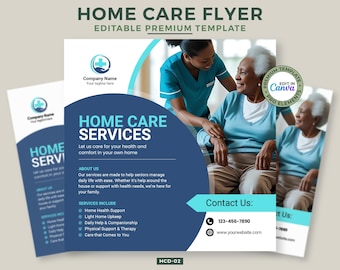 Home Care Service Flyer Template: DIY Canva Design (Social Media) #HCD-02