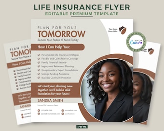 Life Insurance Flyer Template: Editable Financial Advisor Marketing (Canva Template)