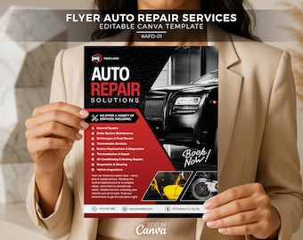 Auto Repair Flyer Template: Customizable Car Mechanic Design (Canva Pro Required) #AFD-01