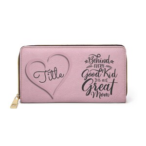 Cartera con cremallera personalizada para el Día de la Madre con nombres personalizados añadidos, carteras personalizadas, monedero personalizado, cartera de mano personalizada, cartera personalizada