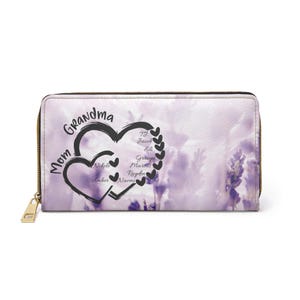 Cartera con cremallera personalizada para mamá y abuela, regalo con nombre personalizado, cartera de recuerdo familiar, regalo para el Día de la Madre, organizador para la maternidad