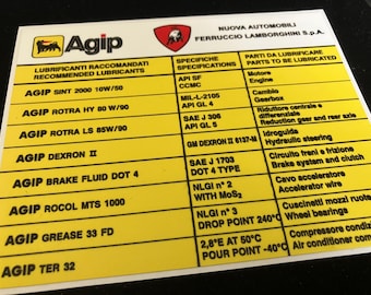 Agip Oils Replacement Decal for early Lamborghini LM002 carbureted models
