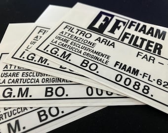 Fiaam Air Filter Replacement Decals for Lamborghini 400GT 2+2 Islero, Espada, Jarama, Urraco & Countach LP400S