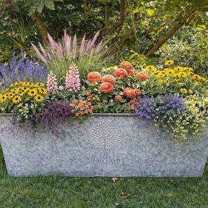 105cm XXL Large Zinc Trough Planter Trough Garden Flowers Plants