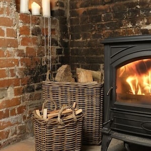 Square Kubu Wicker Rattan Log Storage Handmade Basket