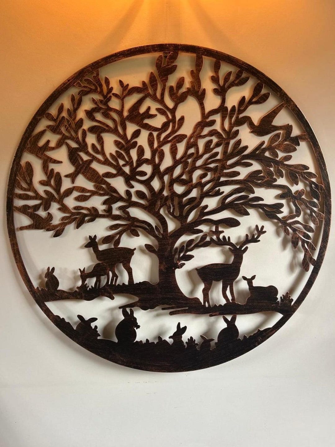 Large Bronze Tree of Life Metal Garden Outdoor Wall Art Plaque 80cm ...