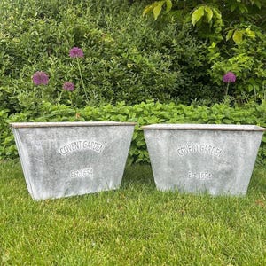 50cm Zinc Trough Planter Garden Flowers Trees Embossed Galvanised Effect