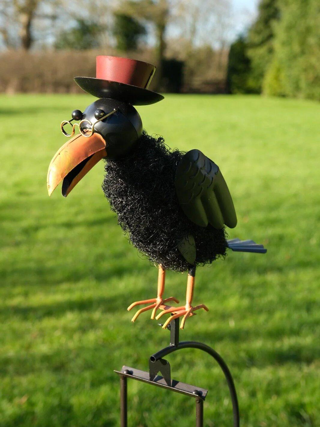 Crow Rocking Chair Rocking Balancing Dad Crow Rocker Garden Ornament Decoration Stake ...