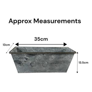 Set Of 2 Bee Zinc Rectangular Garden Planters Plant Herb Pot Embossed