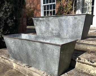 105cm XXL Large Zinc Trough Planter Trough Garden Flowers Plants
