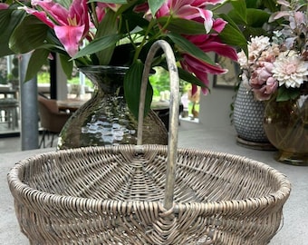 Grey-wash Trug Wicker Shopper Shopping Basket Farmshop Hamper Storage Display