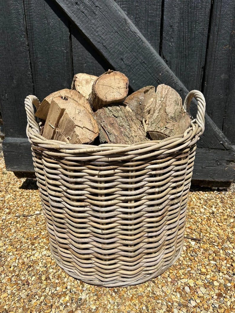 Rustic Log Storage Uk Round Kubu Wicker Rattan Log Storage Handmade Basket Choice of Sizes ...
