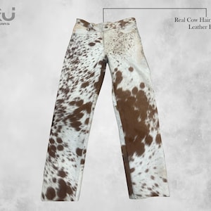 Handmade Cowhide Leather Pants: Western Rodeo Style, Hair-On Fur