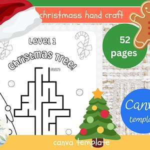 Weihnachtsmalbuch für Kinder und Erwachsene, lustige Feiertagsaktivität, bedruckbare Seiten, einfaches Design, festlicher Spaß