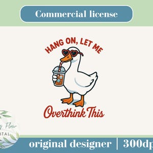 Funny Duck PNG: Retro Anxiety Humor Clipart - Iced Coffee Design (Digital Download
