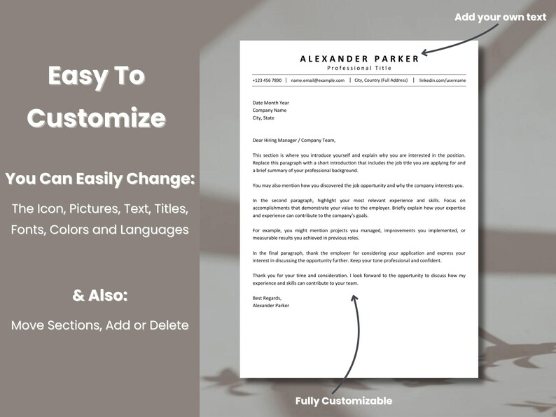 ATS Friendly One Page Resume Template With Cover Letter | Editable ...