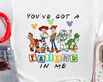 Retro Coquette Disney Toy Story You've Got A Friend In Me Shirt, Toy Story Characters Tee, Disneyland Trip Shirt, Family Matching Hoodie