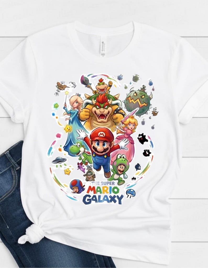Super Mario Galaxy Movie Poster Shirt, Mario Since 85 Tee, Nintendo World Family Matching Tee, Nintendo Super Mario Birthday Gift image 1
