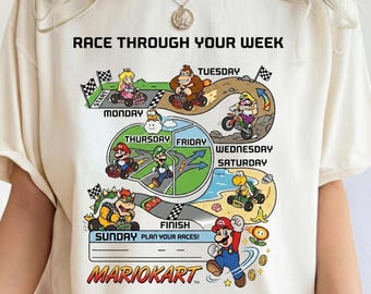 Camiseta retro de Super Mario "Corre por tu semana", camiseta a juego para la familia de Super Mario, camiseta de personajes de Mario, camiseta para fiesta de cumpleaños de Super Mario.