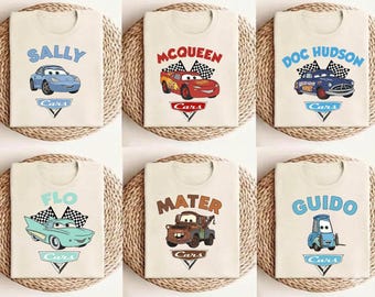 Retro Disney Cars Shirt, Checkered Lightning McQueen Shirt, Cars Sally Shirt, Disney Family Trip Shirts, Disneyland Vacation Tee, Tow Mater