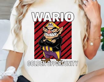 Retro Super Mario Wario Golden Opportunity Shirt, Super Mario Bowser Shirt, Retro Mario Video Game Apparel, Super Mario Birthday Gift