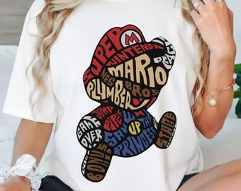 Retro Super Mario Bros Shirt, Super Mario Family Matching Tee, Retro Mario Video Game Apparel, Super Mario Birthday Gift