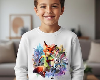 Disney Zootopia 2 Sweatshirt, Nick Judy Hoops Zootopia Characters Sweatshirt, Zootopia Sweatshirt, Zootopia Kids Shirt, Zootopia Gift