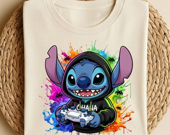 Cute Stitch Gamer Shirt, Stitch Ohana Shirt, Retro Coquette Stitch, Stitch Birthday Gift, Disney Kids Shirt