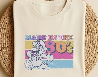 Nintendo Super Mario Made In The 80's Retro T-Shirt, Mario Yoshi Peach Princess Browser Universal Studios Hollywood Trip Tee, Mario Tee