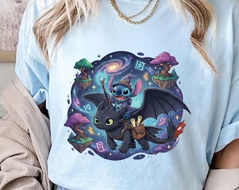 Cute Stitch and Dragon Funny Shirt, Stitch and Dragon Shirt, Toothless Shirt, Stitch and Toothless Funny Shirt, Dragon lover Tee