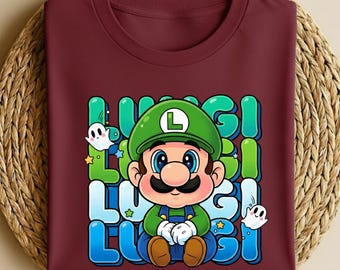 Cute Super Mario Luigi Shirt, Super Mario Sweatshirt, Retro Mario Video Game Apparel, Super Mario Birthday Gift