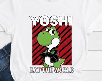 Retro Super Mario Yoshi Eat the World Shirt, Super Mario Bowser Shirt, Retro Mario Video Game Apparel, Super Mario Birthday Gift