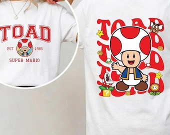 Super Mario Toad Two Sided Shirt, Super Mario Family Shirt, Super Mario Toad Shirt, Super Mario Birthday Gift