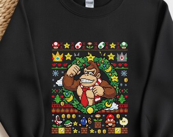 Donkey Kong Christmas Sweatshirt,Super Mario Christmas Shirt, Mario Epic Universe Family Christmas Matching Shirt,Super Mario Birthday shirt