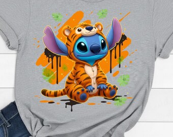 Disney Stitch and Tigger Friends Matching Costume Shirt, Stitch and Friends Cosplay Shirt, Lilo and Stitch Disneyland Family Vacation Gift