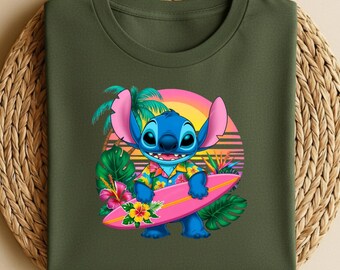 Stitch Surfer Shirt, Lilo & Stitch Movie Homage Movie Shirt, Disney Stitch Birthday Shirt, Disney Lilo And Stitch Shirt, Cute Stitch Shirt