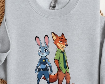 Disney Zootopia Characters Sweatshirt, Nick Wilde Judy Hopps Sweatshirt, Disney Family Trip Hoodie, Zootopia Gift